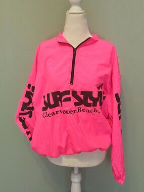 Vintage 90s Surf Style Clearwater Beach Jacket Windbreaker One Size